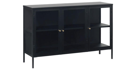 SIDEBOARD Schwarz Befestigungsmaterial, Einlegeboden  - Goldfarben/Schwarz, Trend, Glas/Metall (132/85/40cm) - Xora