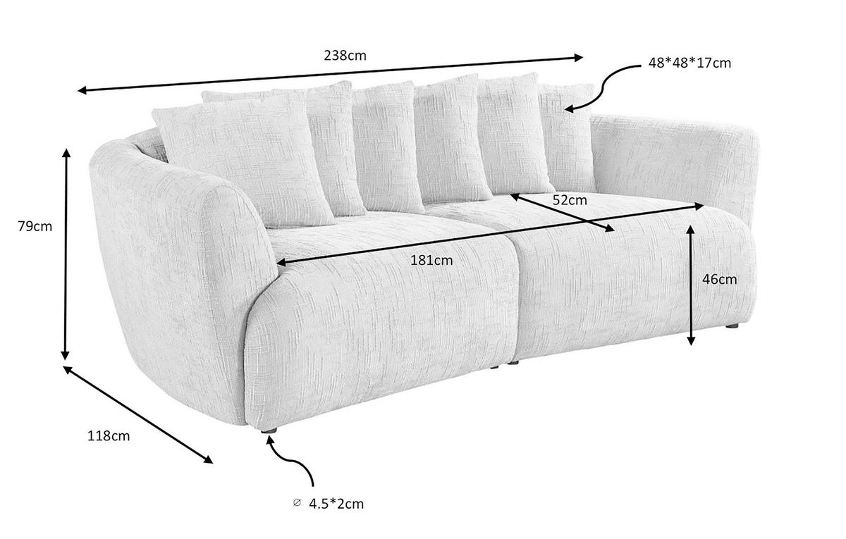 BIGSOFA Chenille Hellgrau  - Hellgrau, Design, Textil (240/79/118cm) - Carryhome