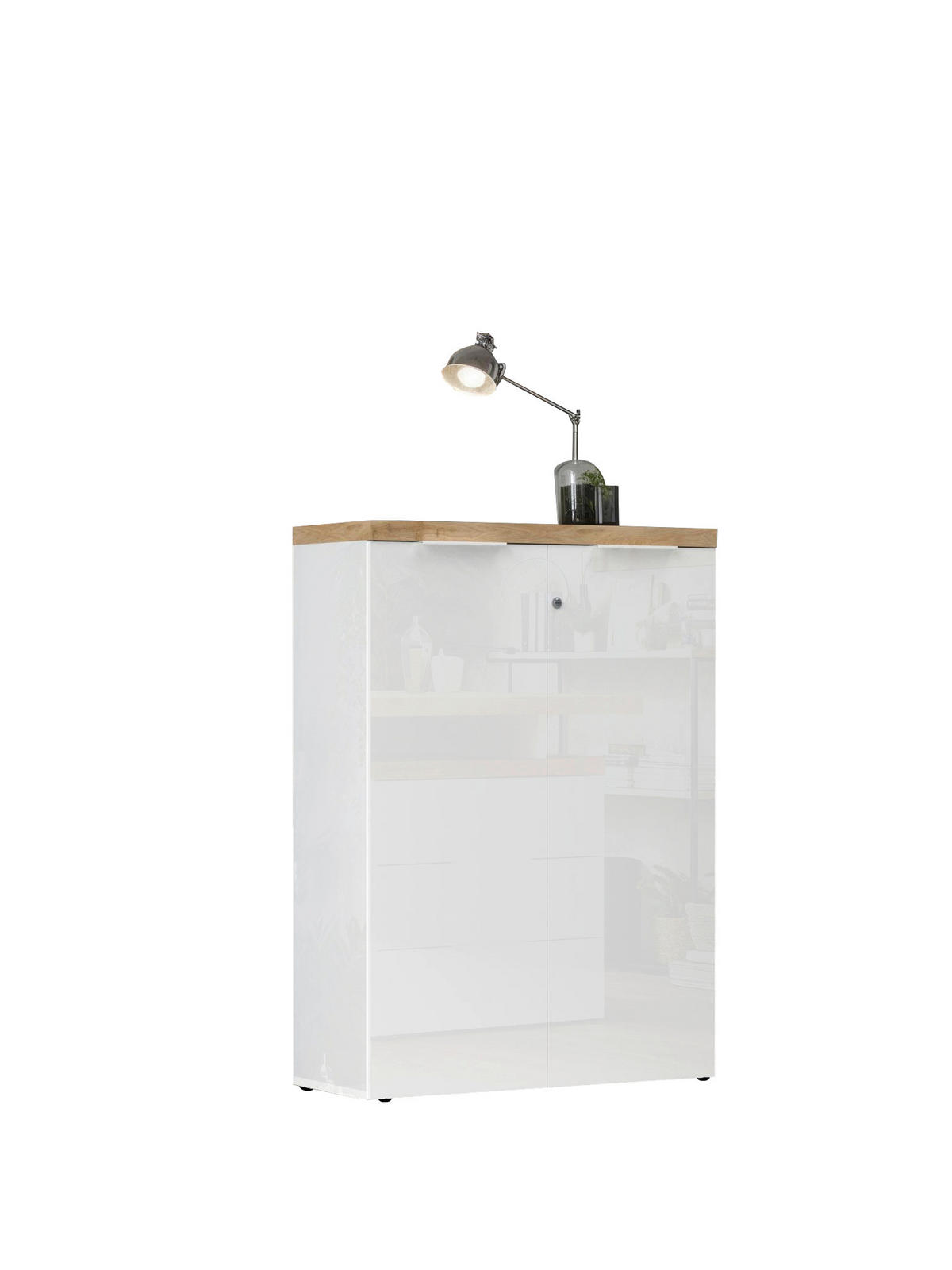 KLÄDSKÅP i ekfärgad, vit högglans  - vit högglans/ekfärgad, Modern, metall/trämaterial (81/116/34cm) - Best Price