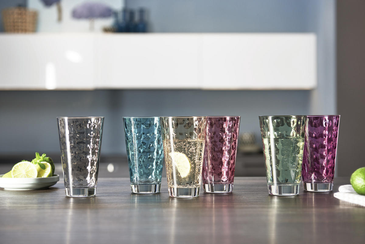 GLÄSERSET Optic  6-teilig  - Multicolor, Basics, Glas (24,5/13,4/16,4cm) - Leonardo