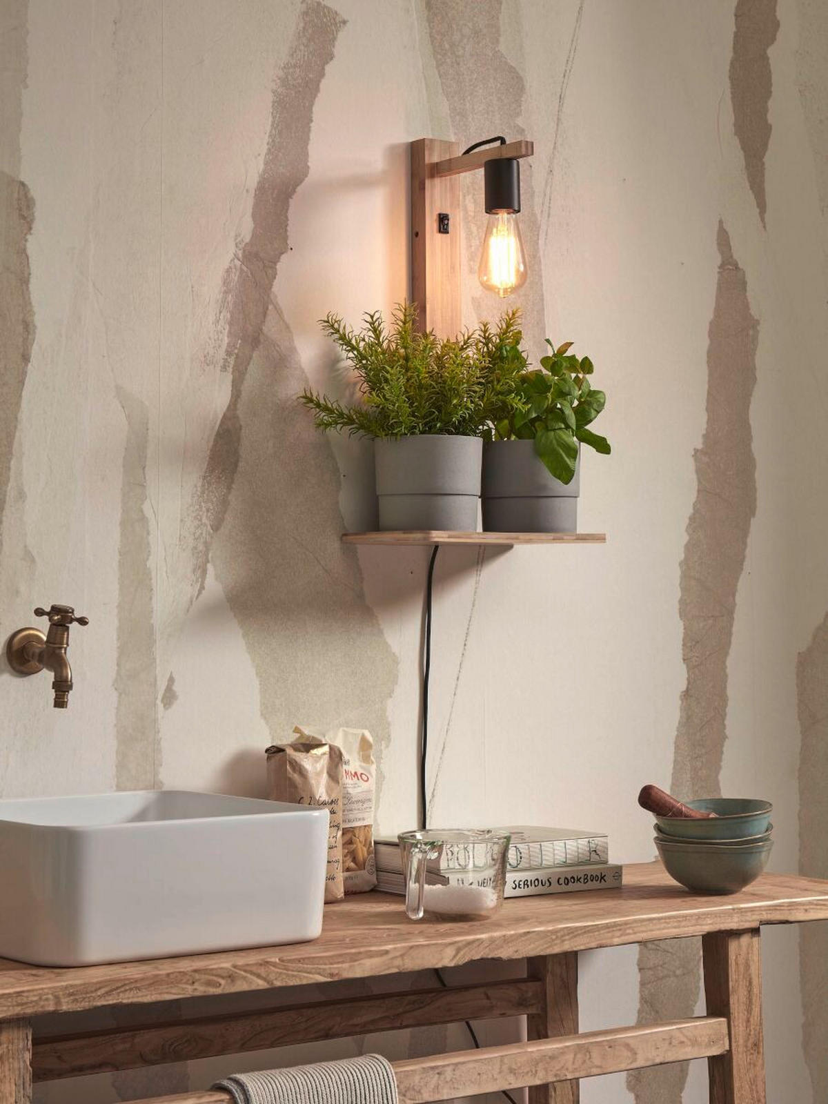 WANDLEUCHTE GOOD&MOJO  30/18/52 cm   - Naturfarben, Trend (30/18/52cm) - Good & Mojo