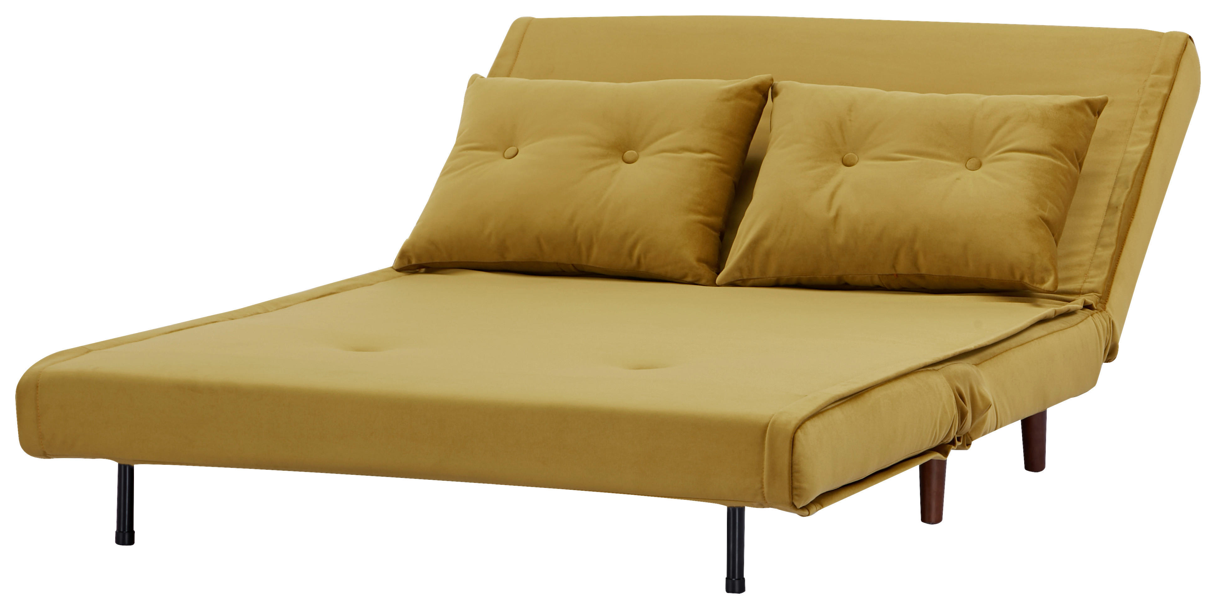 CANAPEA EXTENSIBILĂ textil galben  - galben/culoare lemn mesteacăn, Design, lemn/textil (122/81/88cm) - Livetastic