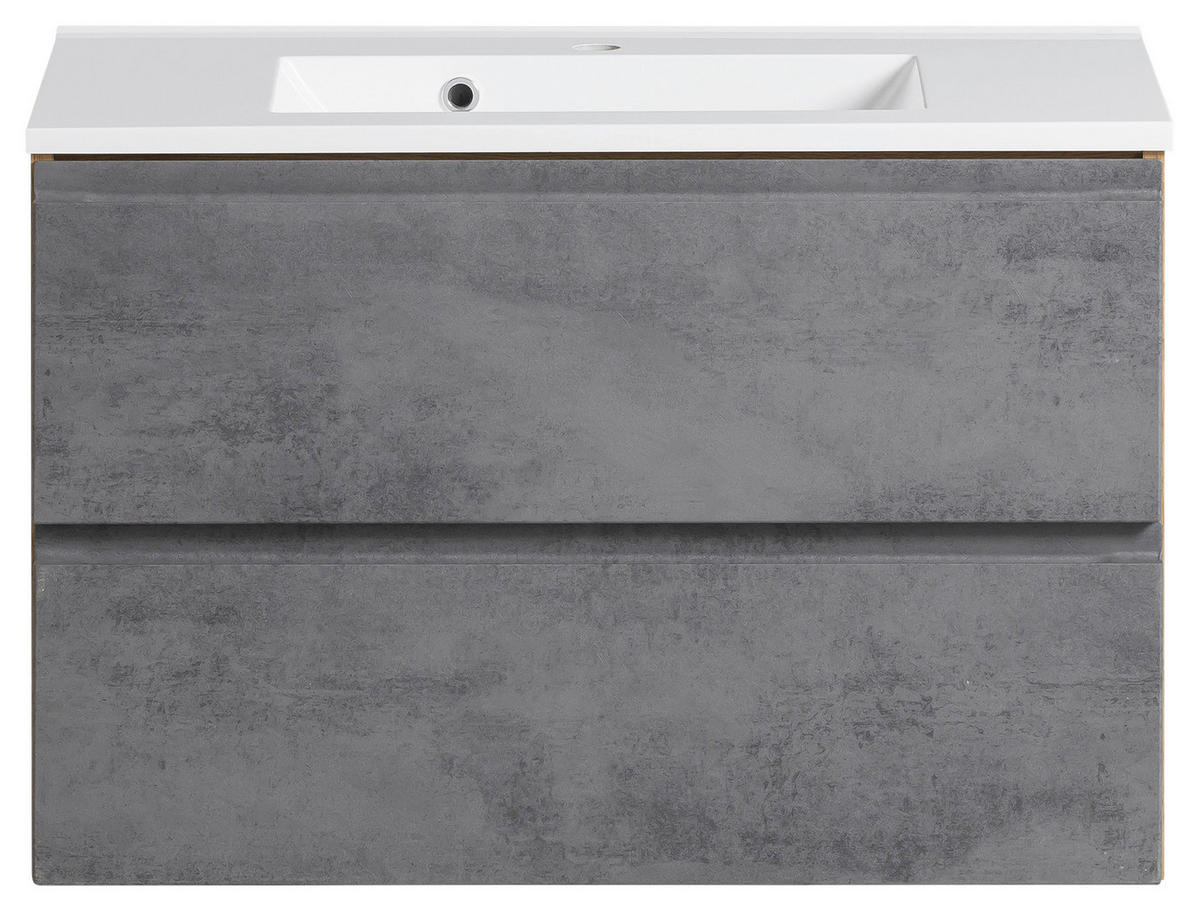 SKŘÍŇKA S UMYVADLEM, šedá, dub wotan, 80 cm - šedá/bílá, Moderní, kompozitní dřevo/kámen (80cm) - Held