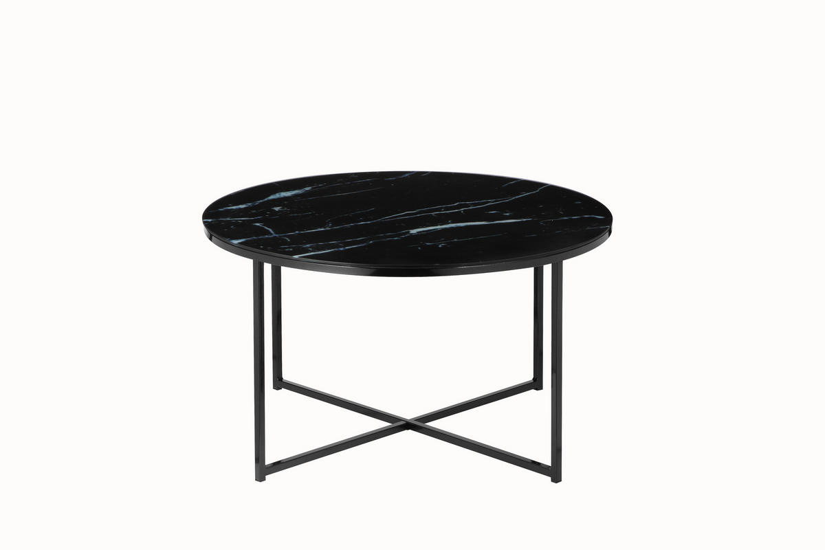 COUCHTISCH 80/80/45 cm rund Schwarz  - Schwarz, Design, Glas/Metall (80/80/45cm) - Livetastic