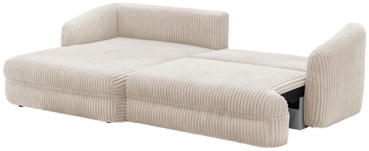 ECKSOFA in Cord Creme  - Creme/Schwarz, Design, Kunststoff/Textil (161/284cm) - Livetastic