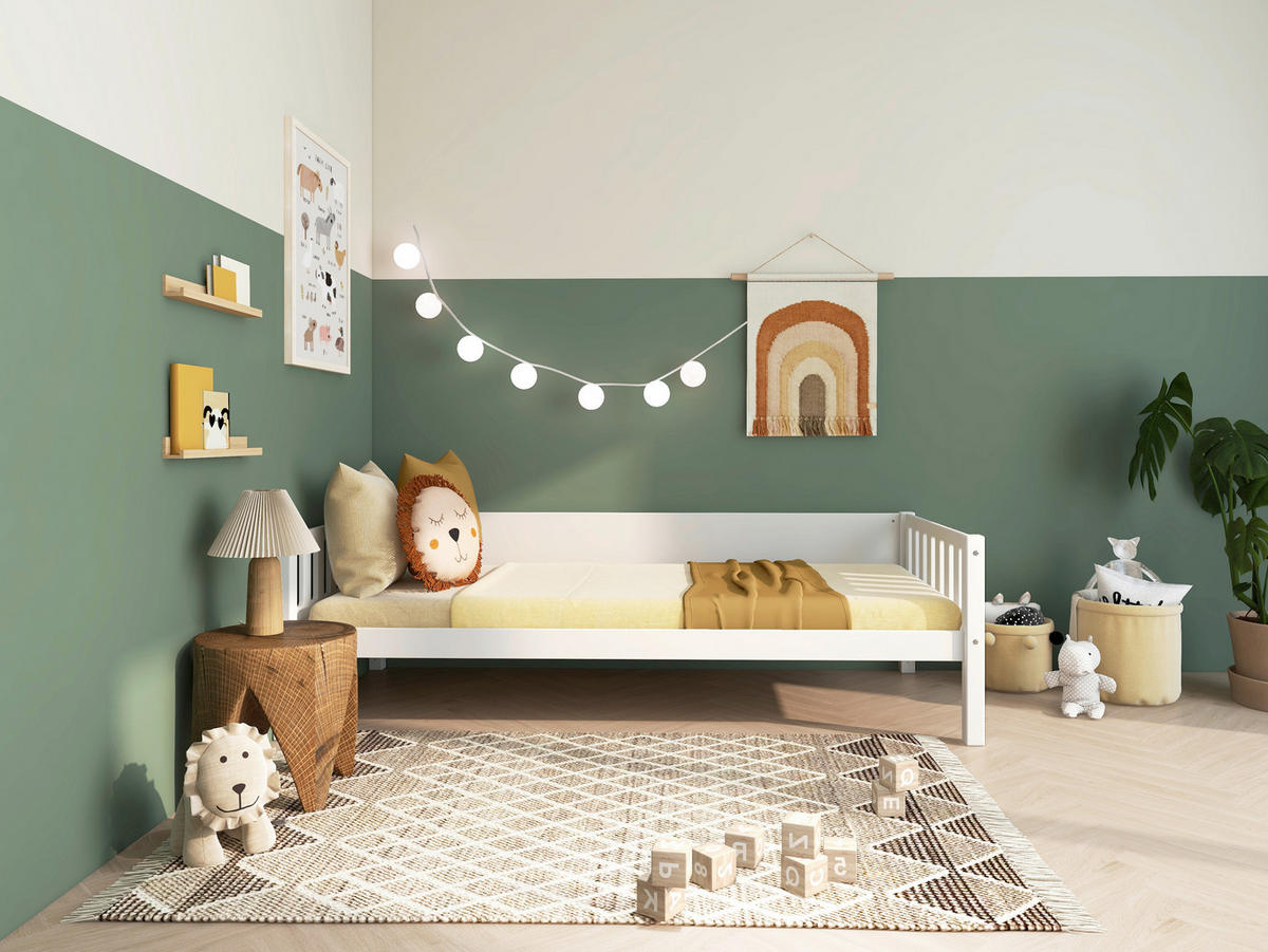 BETT 90/200 cm,  in Weiß, Rollrost  - Weiß, MODERN, Holz (90/200cm) - Chameo