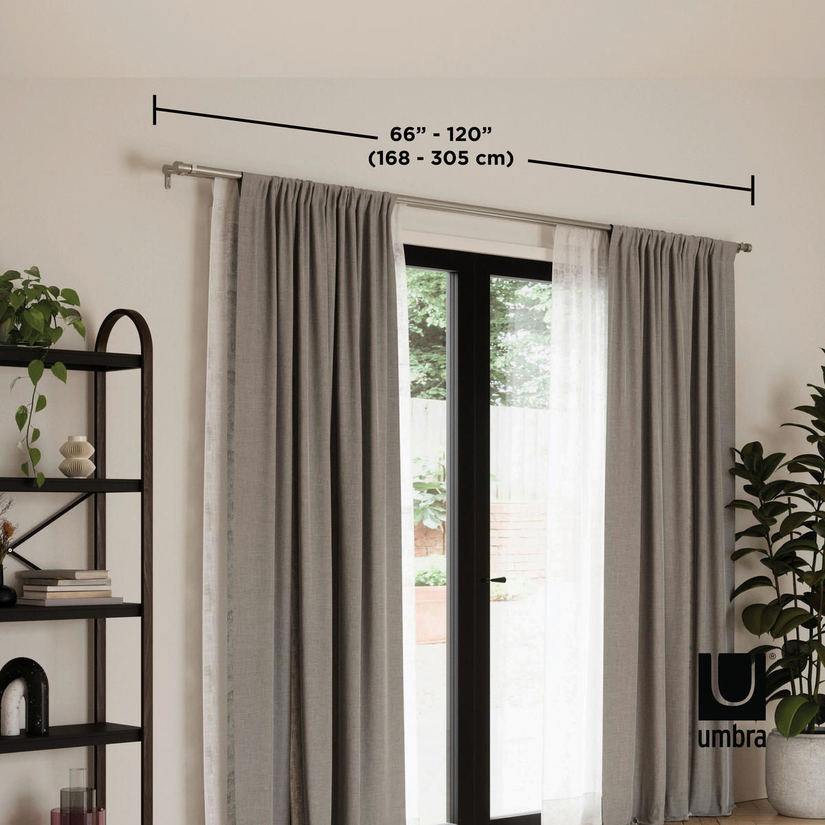 TYČ NA ZÁVĚSY  309 cm - barvy niklu, Konvenční, kov/plast (309cm) - Umbra
