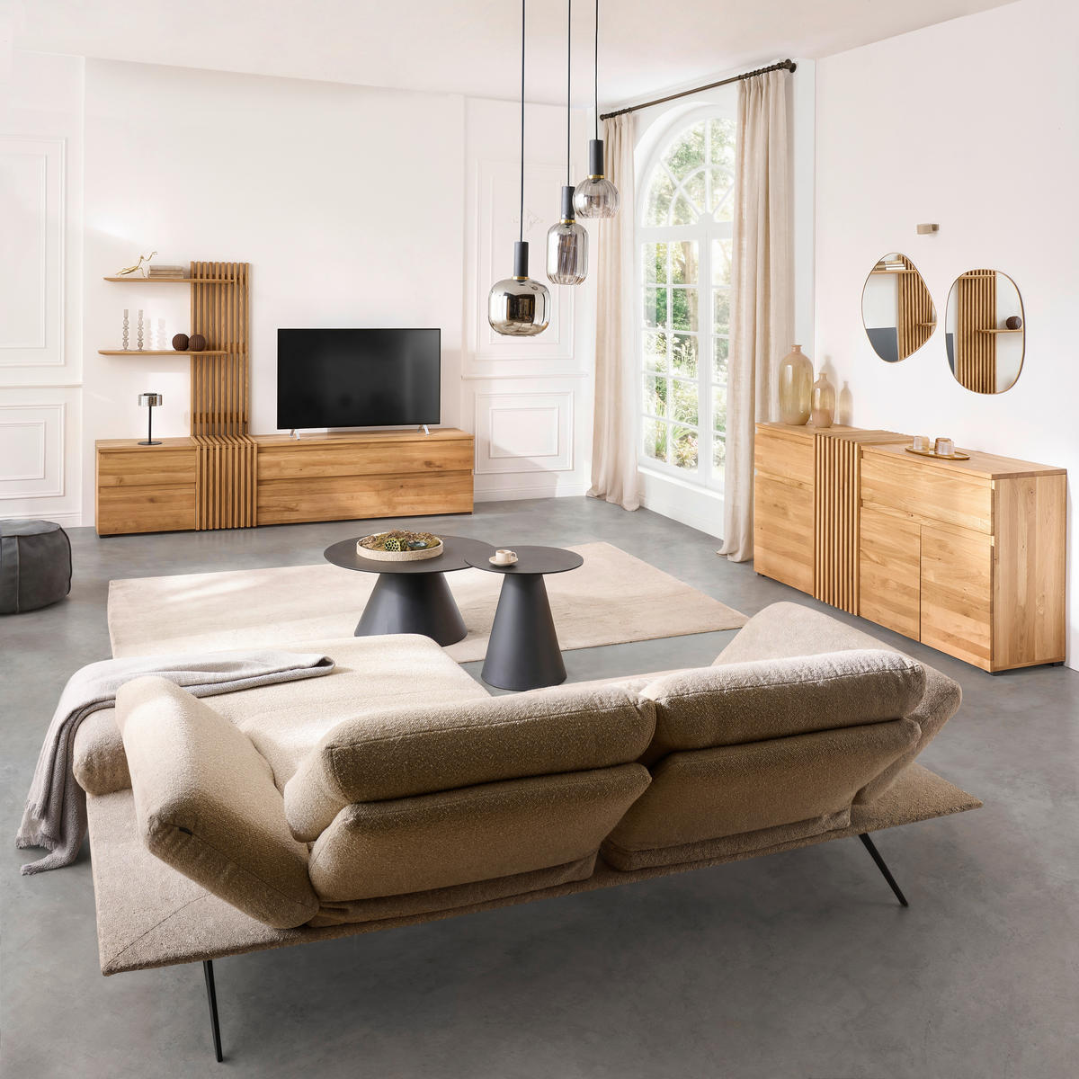 WOHNWAND  in Eichefarben  248,8/175,3/44 cm    - Eichefarben, Natur, Holz (248,8/175,3/44cm) - Linea Natura
