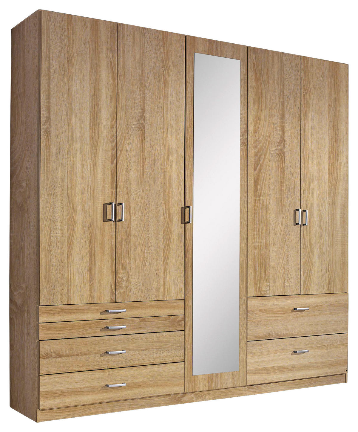 DREHTÜRENSCHRANK 226/210/54 cm,  in Sonoma Eiche, 5-türig  - Alufarben/Sonoma Eiche, Basics, Glas/Holzwerkstoff (226/210/54cm) - Xora