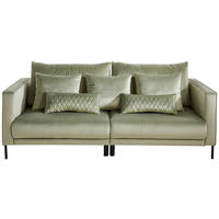 BIGSOFA Samt Salbeigrün  - Salbeigrün/Goldfarben, Trend, Textil/Metall (230/94/110cm) - Ambia Home