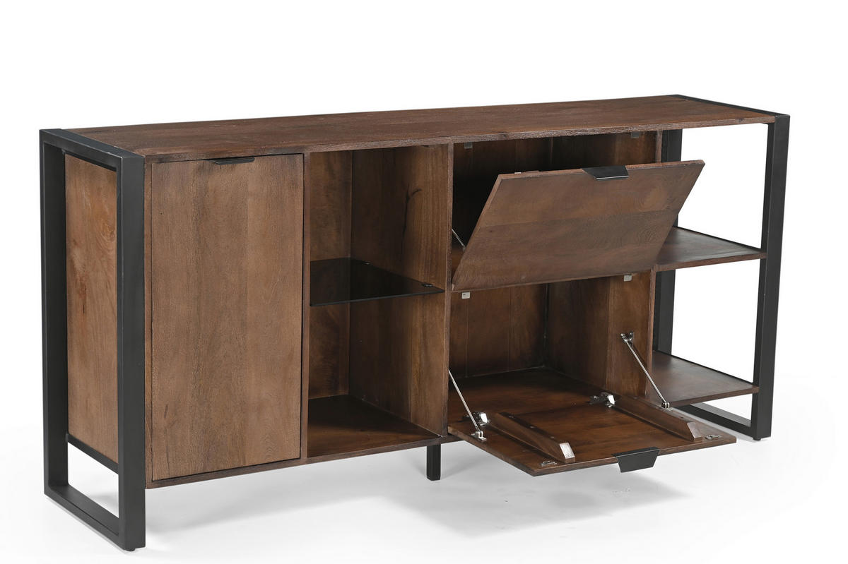 SIDEBOARD  178/80/40 cm 2 Schublade(n)  - Dunkelbraun/Anthrazit, KONVENTIONELL, Glas/Holz (178/80/40cm) - Livetastic