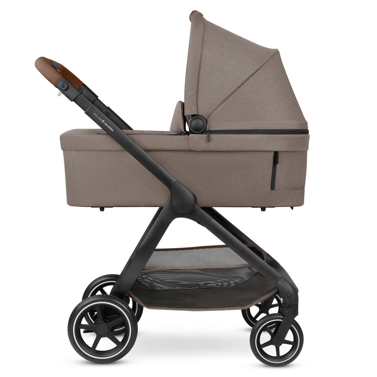 KINDERWAGENSET  City Life All in One Set  Nature  - Graubraun/Schwarz, Basics, Textil/Metall (82/52/107,5cm) - ABC Design