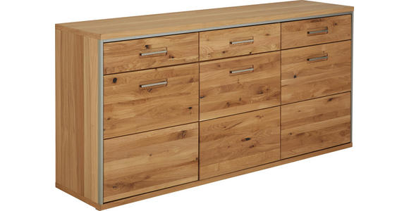SIDEBOARD Eiche massiv geölt Eichefarben - Eichefarben, KONVENTIONELL, Holz/Metall (184/89/45cm) - Cantus