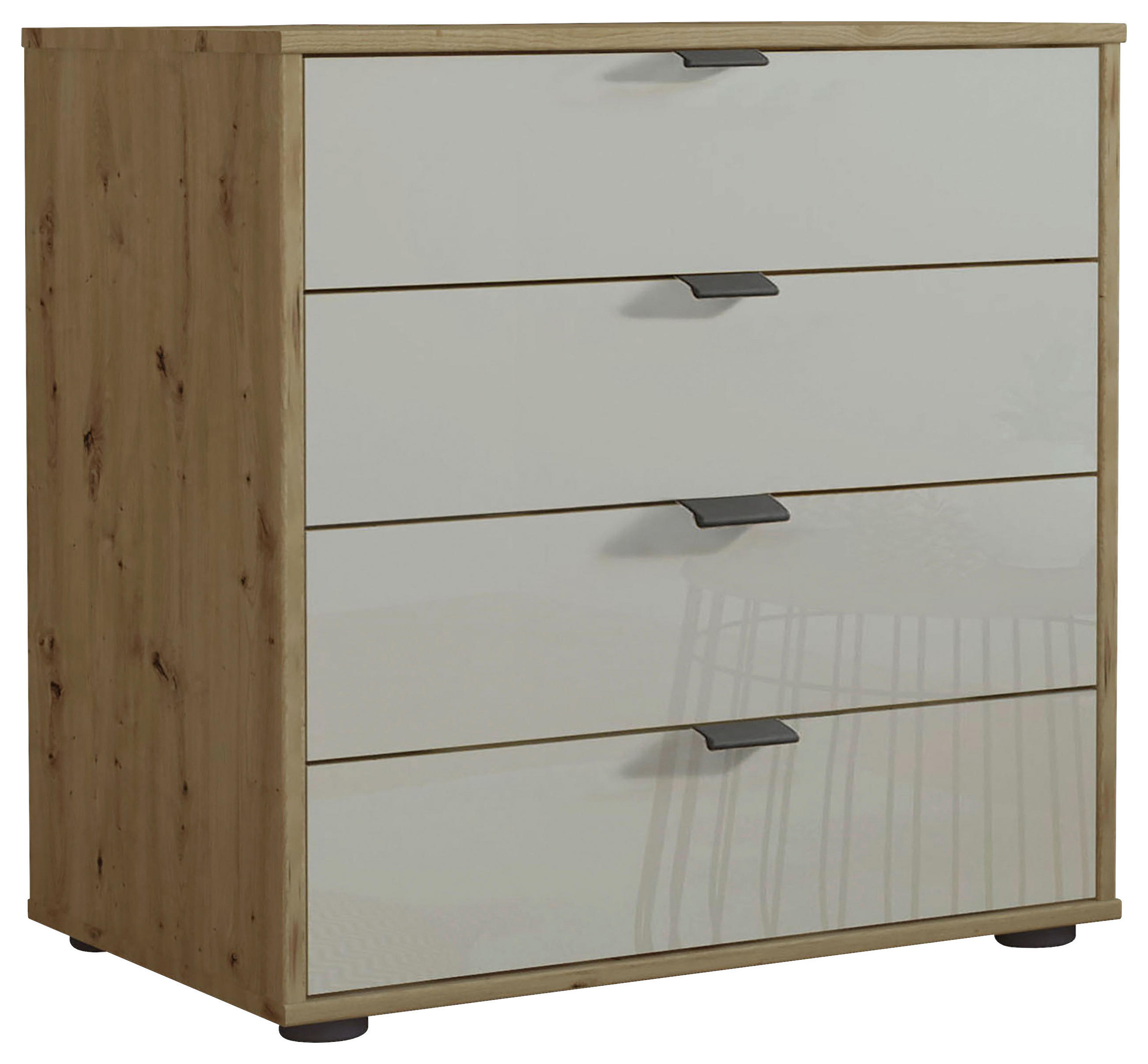 KOMÓD 80/70/43 cm  - Bianco tölgy/Pezsgő, Konventionell, faalapú anyag/üveg (80/70/43cm) - Dieter Knoll
