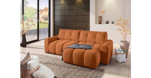ECKSOFA Rostfarben Flachgewebe  - Rostfarben/Schwarz, KONVENTIONELL, Kunststoff/Textil (256/157cm) - Carryhome