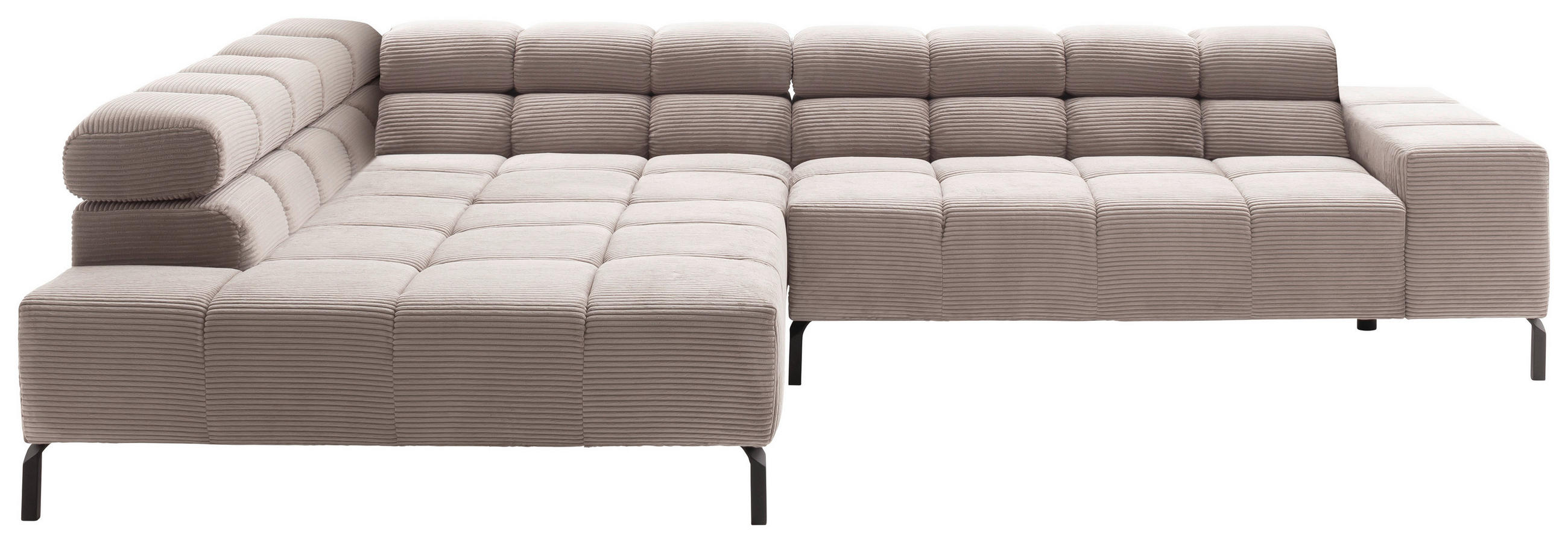 ECKSOFA in Cord Taupe  - Taupe/Schwarz, Design, Textil/Metall (216/321cm) - Hom`in