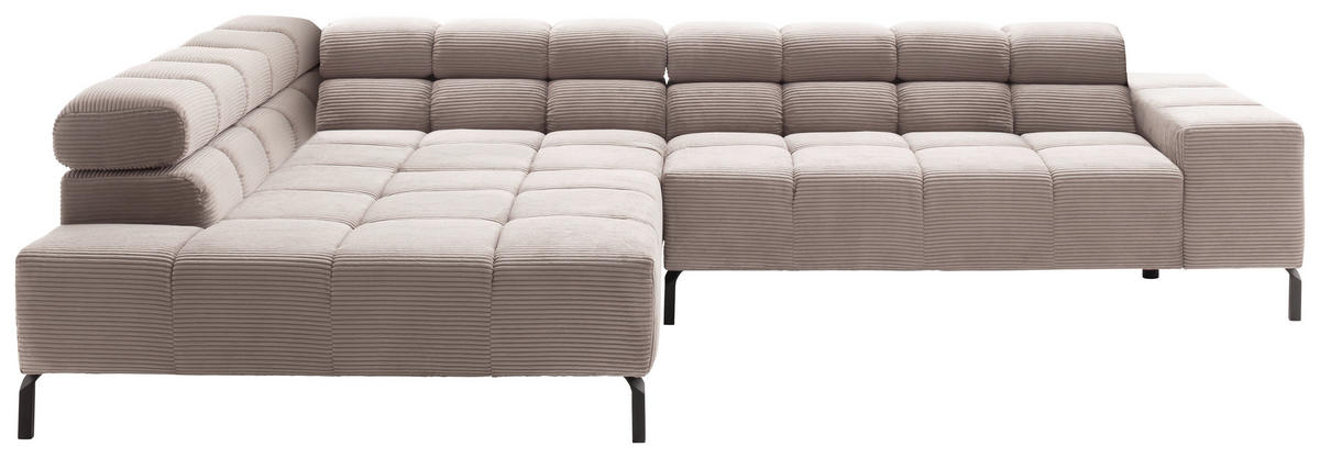 ECKSOFA in Cord Taupe  - Taupe/Schwarz, Design, Textil/Metall (216/321cm) - Hom`in
