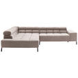 ECKSOFA in Cord Taupe  - Taupe/Schwarz, Design, Textil/Metall (216/321cm) - Hom`in