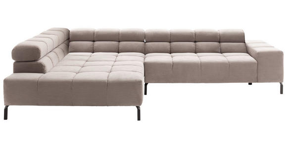 ECKSOFA in Cord Taupe  - Taupe/Schwarz, Design, Textil/Metall (216/321cm) - Hom`in