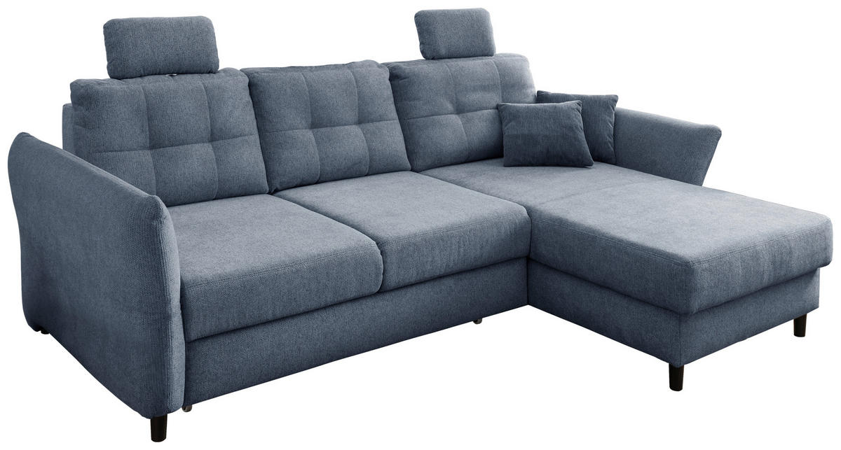 ECKSOFA in Chenille Hellblau  - Blau/Silberfarben, Modern, Holz/Textil (250-280/176cm) - Livetastic
