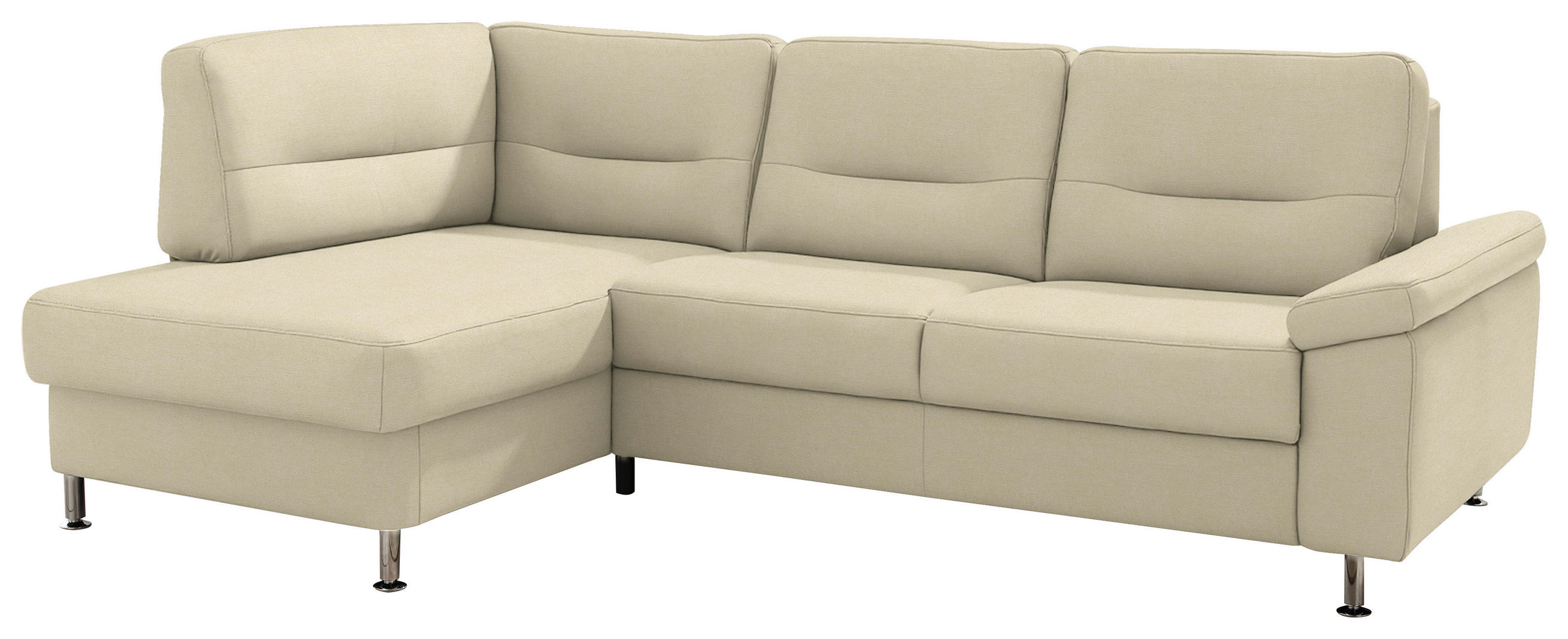 ECKSOFA Flachgewebe Naturfarben  - Alufarben/Naturfarben, Konventionell, Textil/Metall (160/244cm) - Beldomo Comfort