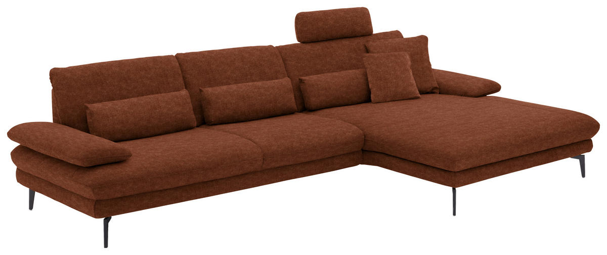 ECKSOFA in Velours Kupferfarben  - Schwarz/Kupferfarben, Design, Textil/Metall (310/180cm) - Dieter Knoll