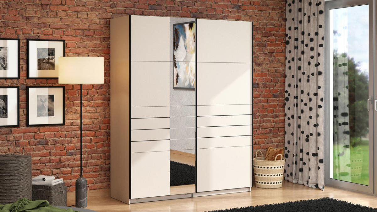 SKRIŇA S POS. DVER. – HOR.VED, kašmírová, 150/217,5/61 cm - čierna/kašmírová, Basics, kov/kompozitné drevo (150/217,5/61cm) - Xora