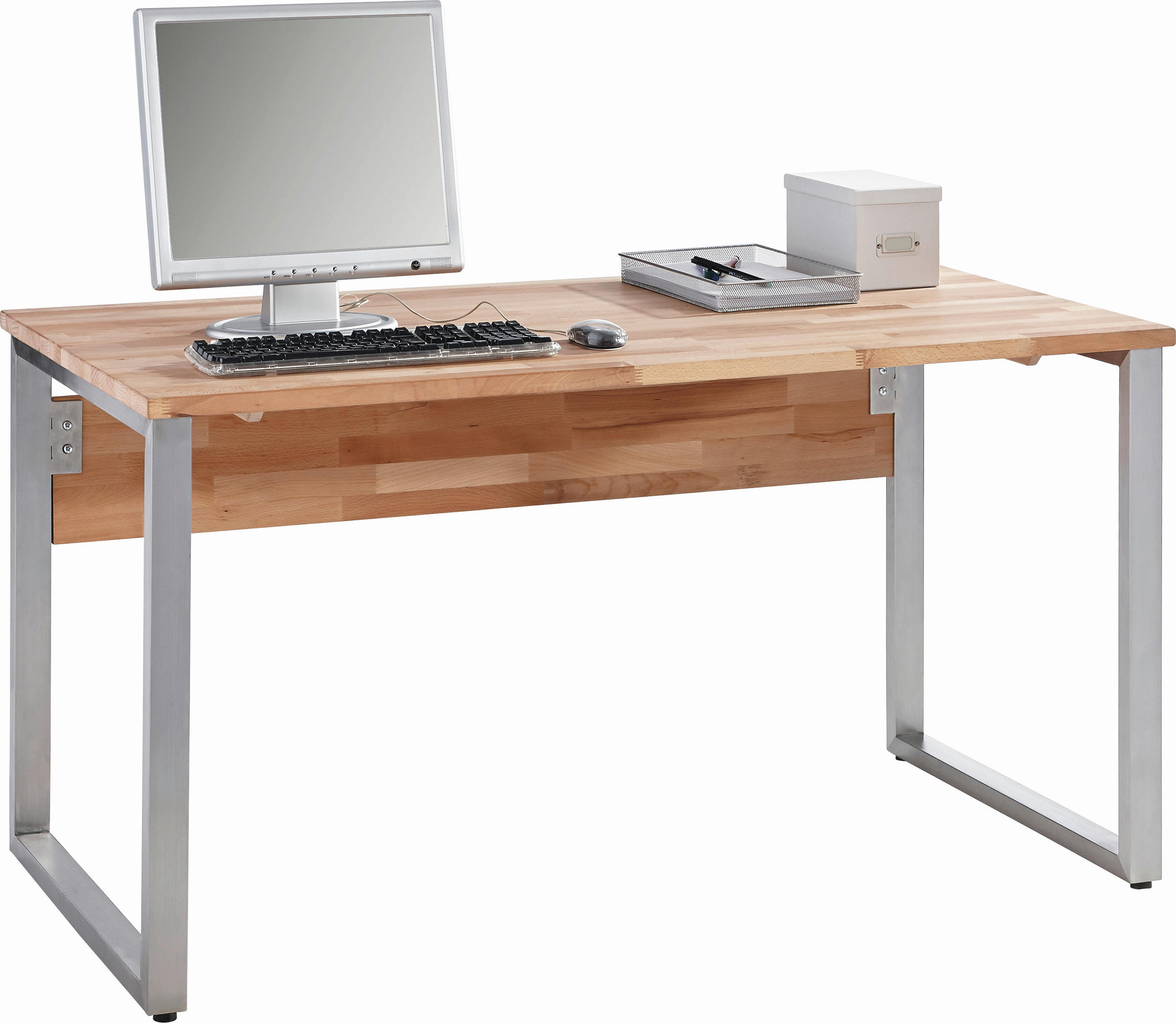 Carryhome Schreibtisch Kernbuche 70x76x140 cm