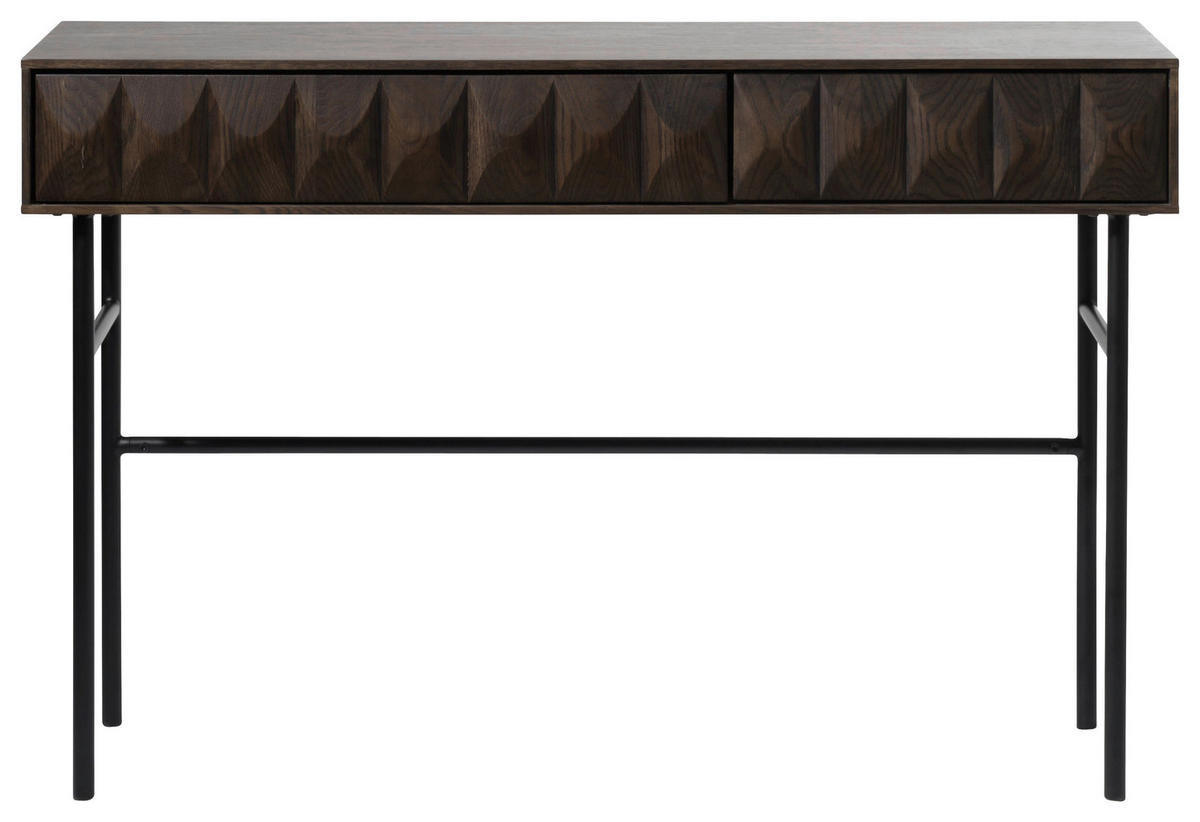 KONSOLENTISCH LATINA CONSOLE TABLE W117 CM Eiche furniert, teilmassiv Dunkelbraun  - Dunkelbraun/Schwarz, MODERN, Holz/Holzwerkstoff (117/39/75cm) - Carryhome