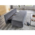 SCHLAFSOFA Webstoff Grau Rückenkissen, Armlehnenkissen, Bettkasten, Schlaffunktion, Topper, Rücken echt  - Chromfarben/Grau, KONVENTIONELL, Holz/Kunststoff (207/91/90cm) - Carryhome