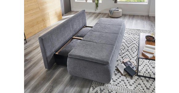 SCHLAFSOFA Webstoff Grau Rückenkissen, Armlehnenkissen, Bettkasten, Schlaffunktion, Topper, Rücken echt  - Chromfarben/Grau, KONVENTIONELL, Holz/Kunststoff (207/91/90cm) - Carryhome