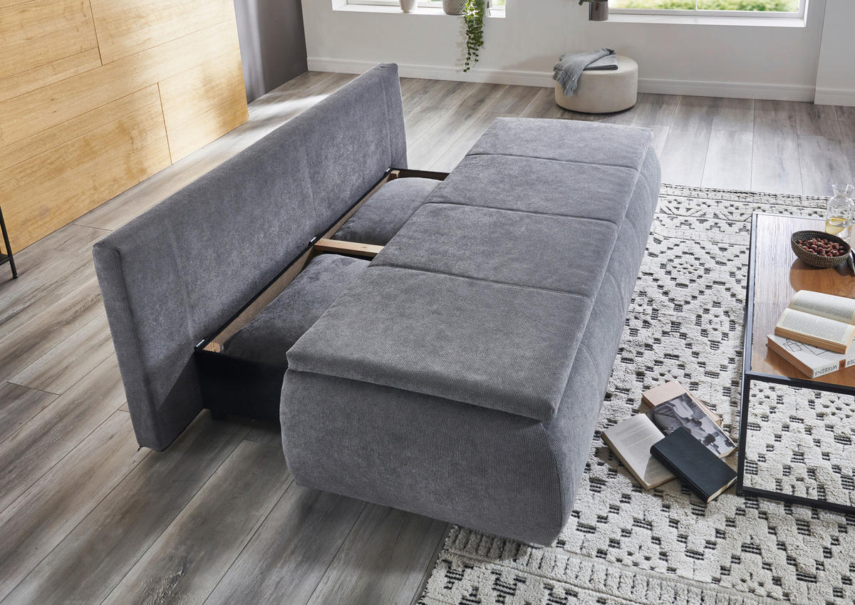 SCHLAFSOFA  mit Webstoff Grau  - Chromfarben/Grau, KONVENTIONELL, Holz/Kunststoff (207/91/90cm) - Carryhome
