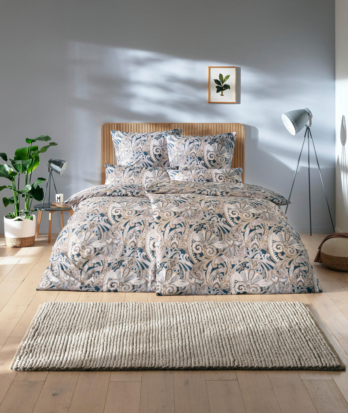 BETTWÄSCHE Atelier Makosatin 135/200 cm  - Blau, Design, Textil (135/200cm) - Estella