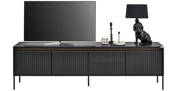 LOWBOARD  192/56/40 cm 2 Schublade(n) Beleuchtung, Typenauswahl, Beimöbel erhältlich, stehend  - Schwarz, Design, Holzwerkstoff (192/56/40cm) - Hom`in