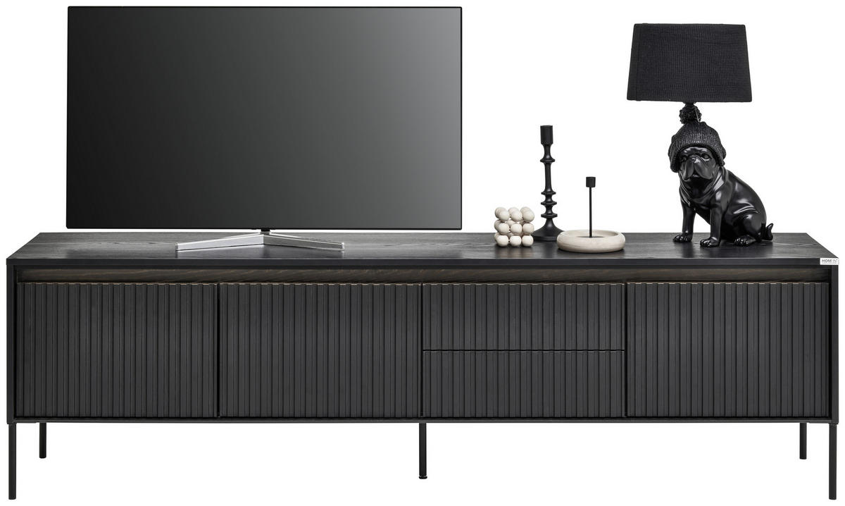 LOWBOARD  192/56/40 cm 2 Schublade(n) Beleuchtung, Typenauswahl, Beimöbel erhältlich, stehend  - Schwarz, Design, Holzwerkstoff (192/56/40cm) - Hom`in