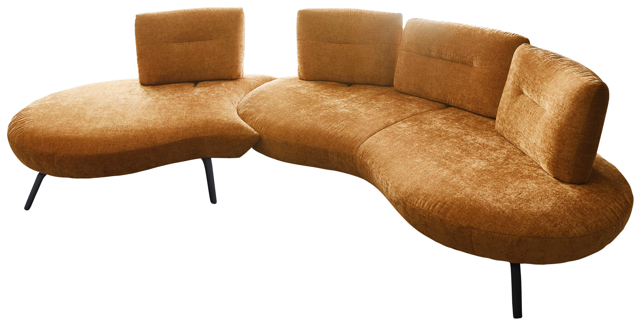 BIGSOFA Flachgewebe Senfgelb  - Senfgelb/Schwarz, Design, Textil/Metall (456/93/138cm) - Moderano
