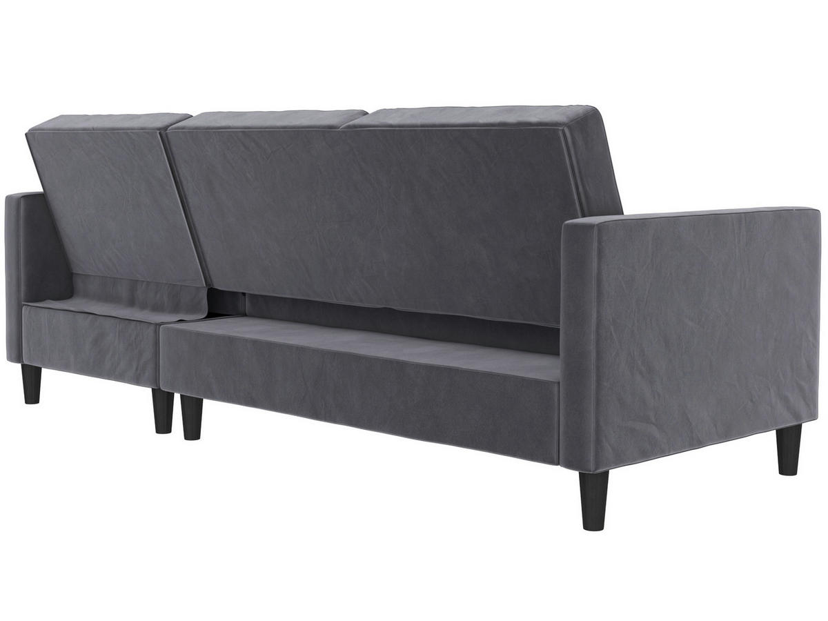 ECKSOFA PALERMO in Velours Anthrazit  - Anthrazit/Schwarz, Basics, Kunststoff/Textil (213/154cm) - Livetastic