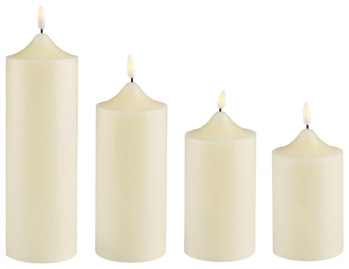 LED-KERZENSET  - Creme, KONVENTIONELL, Naturmaterialien - X-Mas