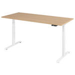 SCHREIBTISCH 180/80/64,5-129,5 cm  in Weiß, Eichefarben  - Eichefarben/Weiß, KONVENTIONELL, Holzwerkstoff/Metall (180/80/64,5-129,5cm) - Venda