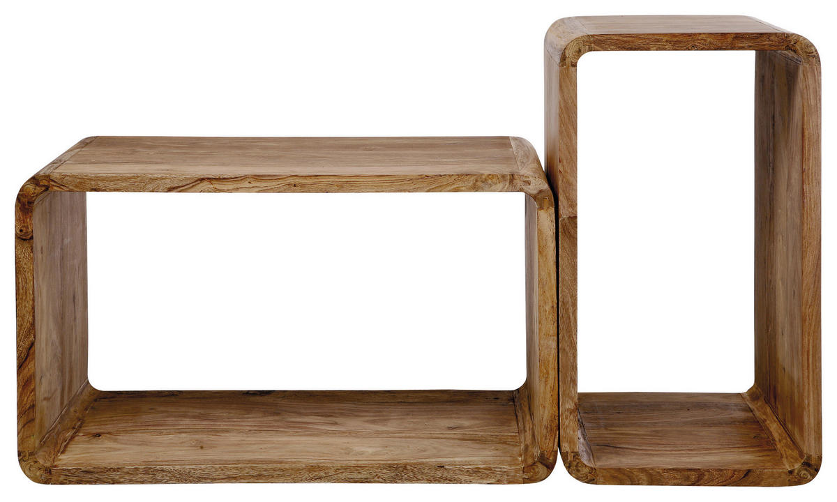 WANDREGALSET 2-teilig Mangoholz massiv Naturfarben  - Naturfarben, Design, Holz (48/80/40cm) - Kare-Design