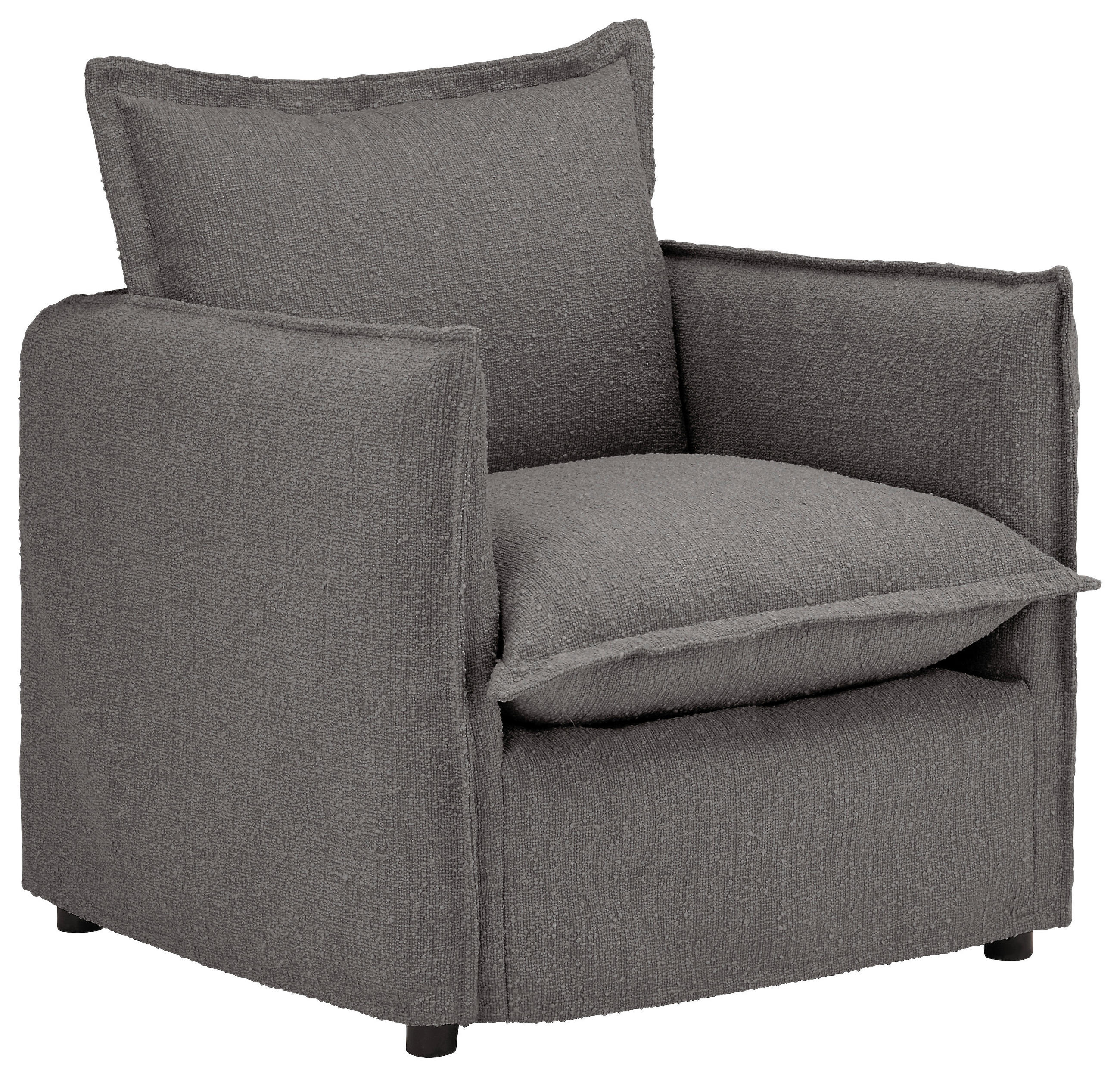 HUSSEN-SESSEL Flachgewebe, Bouclé Grau  - Schwarz/Grau, Trend, Textil/Metall (120/82/98cm) - Livetastic