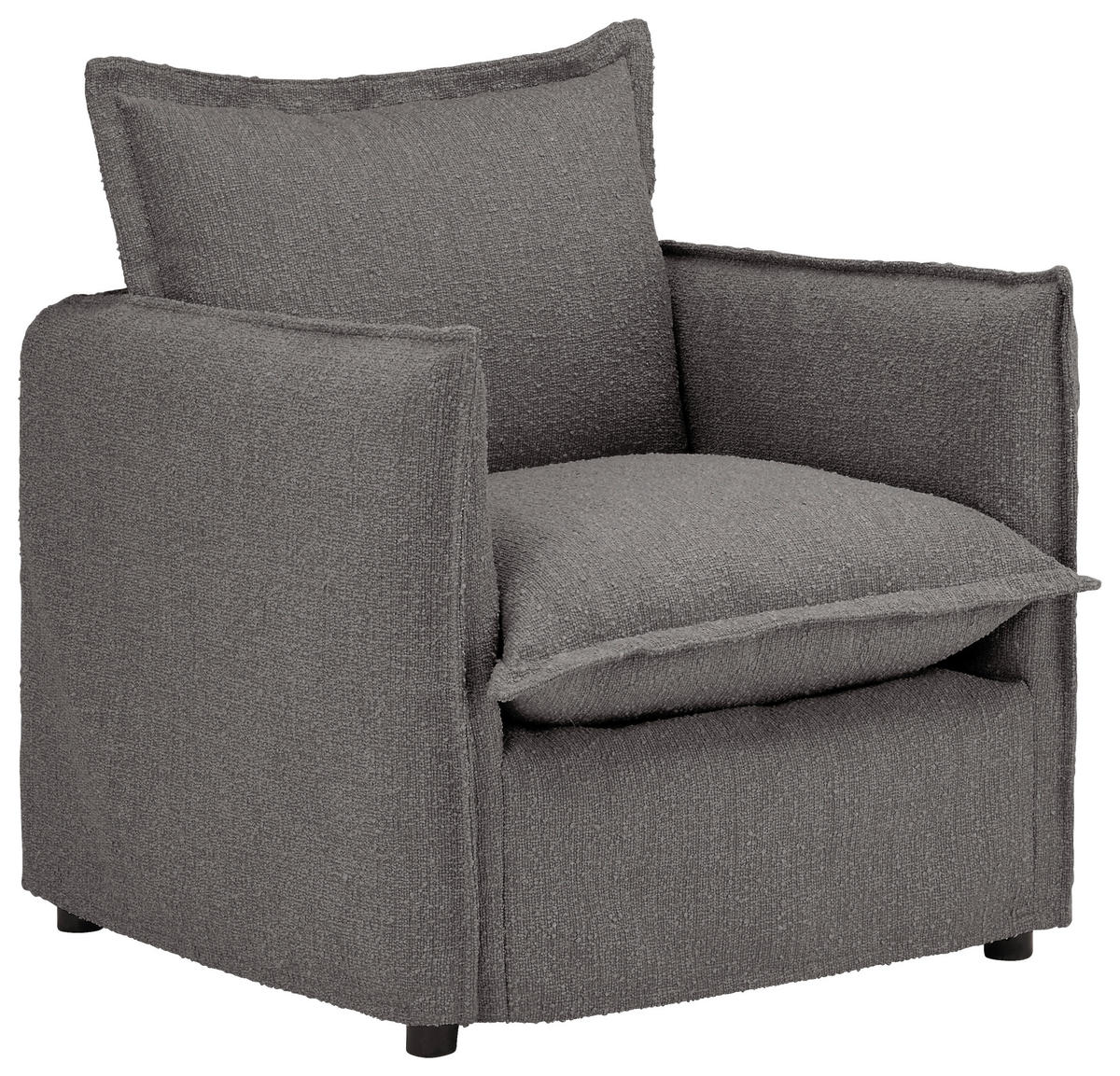 HUSSEN-SESSEL Flachgewebe, Bouclé Grau  - Schwarz/Grau, Trend, Textil/Metall (120/82/98cm) - Livetastic