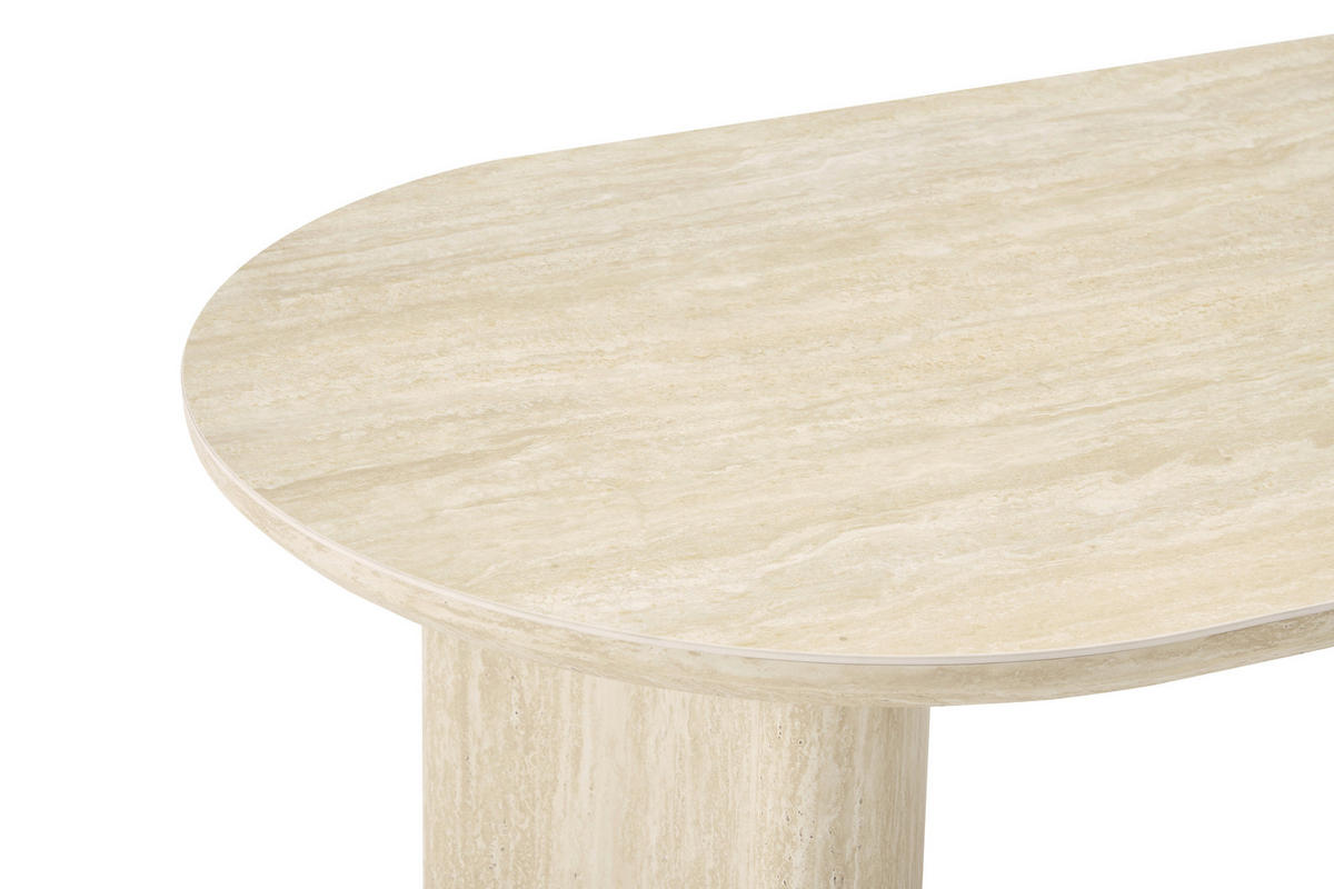 ESSTISCH 180/90/76 cm Nachbildung  Stein, Holzwerkstoff oval Eichefarben, Beige  - Eichefarben/Beige, MODERN, Holzwerkstoff/Stein (180/90/76cm) - P & B