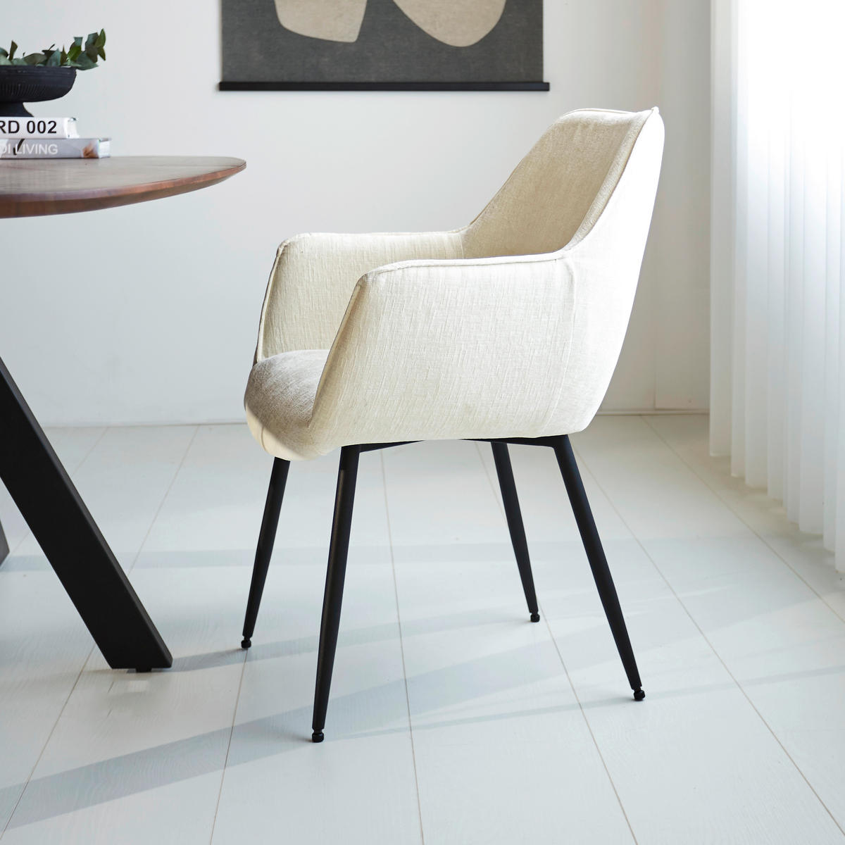SADA STOLIČIEK S PODRÚČKAMI 2 kus - čierna/biela, Modern, kov/textil (61/84/59,5cm) - MID.YOU