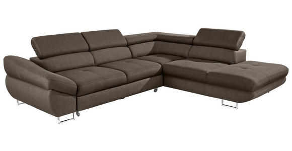 ECKSOFA in Webstoff Braun  - Braun, Design, Textil/Metall (280/235cm) - Hom`in