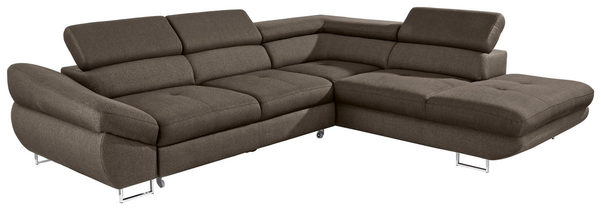 ECKSOFA in Webstoff Braun  - Braun, Design, Textil/Metall (280/235cm) - Hom`in
