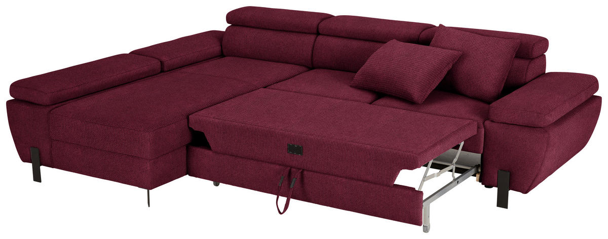 HÖRNSOFFA i vävt tyg bordeaux  - bordeaux/svart, Modern, metall/textil (93/90/277cm) - MID.YOU