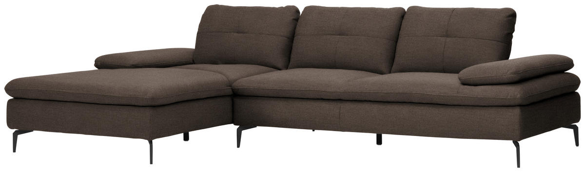 ECKSOFA in Webstoff Dunkelbraun  179/301 cm  - Dunkelbraun/Schwarz, Design, Textil/Metall (179/301cm) - Chilliano