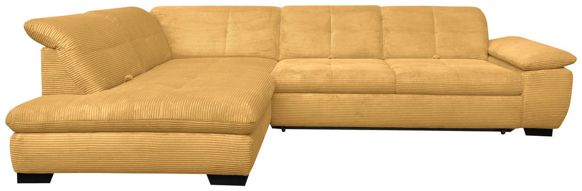 ECKSOFA in Cord Currygelb  - Currygelb/Schwarz, Design, Textil/Metall (242/313cm) - Xora