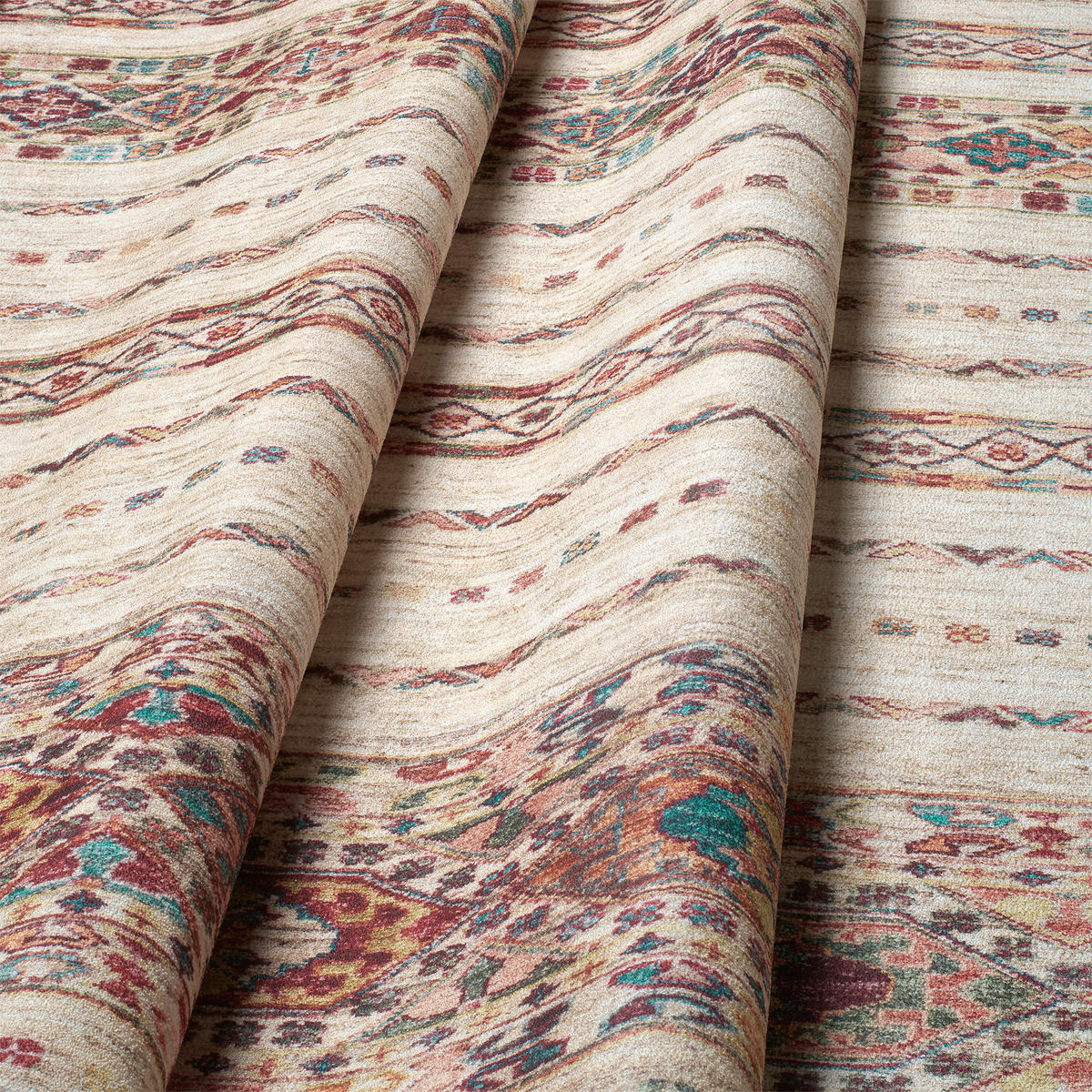 LÄUFER Cortea Araqan 80/250 cm  in Terracotta, Graublau, Elfenbein  - Elfenbein/Graublau, LIFESTYLE, Kunststoff/Textil (80/250cm) - Lindorug